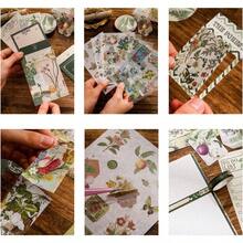 Scrapbooking Supplies Kit, Vintage Botanical Aesthetic Scrapbook Kit Bullet Junk Journal, Stationery, A6 Grid Notebook, Flower Journaling Supplies, Birthday Teen Women - Thuộc thực vật - Xem 3