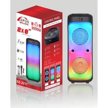 Alta calidad 3000 mah luz led RGB grande doble 8 pulgadas altavoz bajo fiesta al aire libre inalámbrico dj karaoke speaker con micrófono - Negro - Ver 1