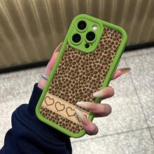 Funda protectora de teléfono con Animal Print Leopardo Corazones Decorativos Elegante regalo de moda minimalista interesante para hombres y mujeres, adecuado para iPh 16/15/15Pro/15ProMax/14/13/12/11/XsMAX, iP 17,  Max Series,A14/A15/S23 Ultra/A50/A12/A32/A52/A72/A51/A21S/A13/A14/S22 Ultra/S23/A33/A53/S20 FE,Protección completa contra caídas, resistencia a impactos y prevención de rayaduras,diseño creativo y de moda para hombres y mujeres - Verde oscuro - Ver 6