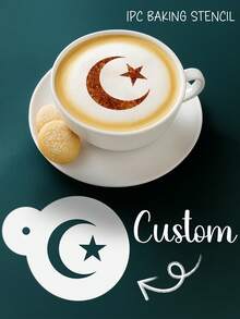 1 pieza Molde de hornear personalizado, Plantilla en forma de media luna y estrella personalizada, Patrones o texto personalizables, Reutilizable, Molde para decorar pasteles y tartas de Ramadán, Molde para cacao en polvo y azúcar glass, Apto para postres de Iftar, Repostería de Oriente Medio e ideas de regalo con ambiente festivo - Colores personalizados - Ver 3