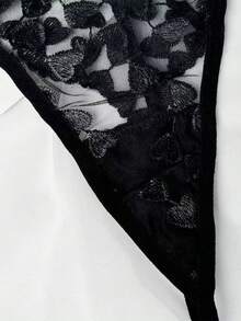 1件客製化姓名金屬字母刺繡蕾絲低腰可調式內褲 透視丁字褲 無縫個性化內衣 - 黑色 - 查看 3
