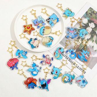 pocket monsters 20款随机宝可梦蓝系列钥匙扣，可爱百搭，时尚百搭，可作包包挂件，亚克力钥匙扣