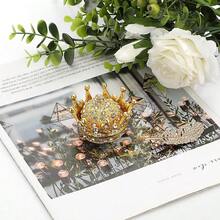 HAWTGold Crown Trinket Box Vintage Metal Enameled Decorative Box Ring Earrings Jewelry Organizer Gift Box For Girl Women - Vàng - Xem 5