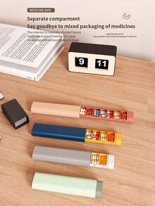 1pc Portable Divided Pill Container - Multi-Compartment Travel Pill Case With Strong Sealing, Compact Durable Pill Organizer, Simple Shape Design, Ideal For Daily/Vacation Medication Storage, Assorted Colors Available For On-The-Go Use - Multicolor - View 3