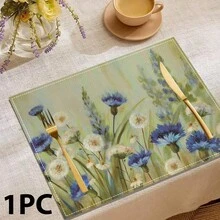 1/4/6/8/12 Stücke bunte bedruckte 2D-Muster Leinen waschbare Tischsets, schützende Tischsets für Innen-/Außengastronomie, geeignet für Feierlichkeiten, Küche