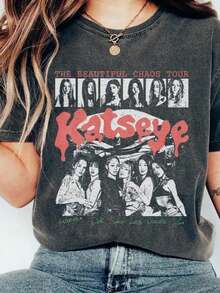 Vintage Katseye The Beautiful Chaos Tour Shirt, Katseye Kpop Graphics Tee, Katseye Gnarly Sweatshirt - 黑色 - 查看 1
