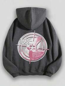 Women Winter ClothesEWH Distressed Washed Cotton Round Neck 270g Double-Sided Printing Men's Hoodie With Soft And Breathable Fabric, Presenting Neon - 灰色 2 - 查看 2