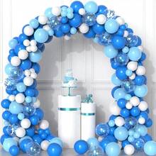 Blue Balloons Garland Arch Kit 100pcs Royal Blue Baby Blue White And Blue Confetti Party Balloons For Baby Shower Wedding Birthday Graduation Party Decorations - 藍白 - 查看 5
