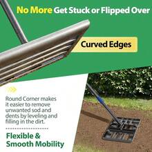 Rastrillo nivelador de césped nivelador de césped de 1.5 m con cabezal de rastrillo pequeño de 43.18 x 25.4 cm para aplanar césped tierra y arena. Herramienta de mango largo de alto efecto paraGarden Rakes - Azul - Ver 4