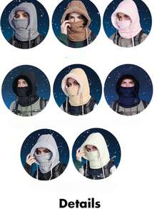 1Pc Waterproof Balaclava Ski 3-In-1 Mask Cute Little Devil Woolen Beanie - Winter Fleece Warm Face Cover For Men & Women, Windproof Breathable Cold Weather Gear, Thermal Hood Mask,Christmas Personalised Gifts For Women,Funny Gifts For Men Women - Multicolor - View 5