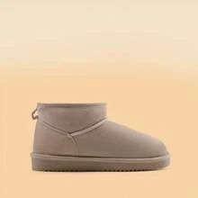 Women Faux Fur Lining Water Resistant Warm Snow Boots,Genuine Suede Winter Mini Boots Slip On Memory Foam Comfortable Holiday Commuting Khaki Ankle Booties - Màu Khaki - Xem 6