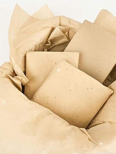 50/100pcs Loose Gold Glitter Tissue Paper - Light Brown With Gold Speckles, High Quality Decorative Wrapping Paper, Suitable For Gift Wrapping, Birthday, Bouquets, Easter Decor, Bouquet Supplies, Wedding Favors, Birthday Party Decor, Arts And Crafts, Gift Wrapping, Holiday Decor, Event Planning, Flower Wrapping, Gift Packaging And Decoration For Any Occasion