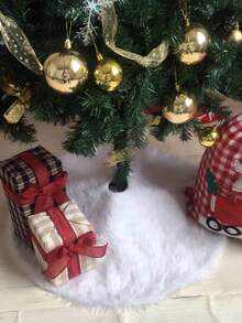 1 chiếc váy cây thông Noel mềm mại, váy nhung trắng, tiệc Giáng sinh vui vẻ, trang trí cây thông Noel, thảm trang trí cây thông Noel năm mới - trắng - Xem 13