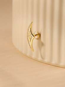 EleRunis 1PC 925 Sterling Silver Geometry Goth Hidden Flat Back Cartilage Helix Threaded Piercing Punk Tattoo Medieval Fine Jewelry For Daily Wear Wedding Party Engagement Anniversary Valentine's Day - Gold - View 2