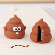 1/2/4/6/8/10件装新奇便便造型笔筒及笔 - 趣味创意办公桌配件，适用于办公室、学校或学习奖励，棕色，带有俏皮的表情设计，可爱文具