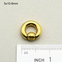 1 szt. Złoty pierścień PVD ze stali chirurgicznej PA, duży rozmiar, pierścienie z koralikami sprężynowymi, kulki BCR do przekłuwania nosa, kolczyki do przegrody nosowej dla mężczyzn i kobiet, biżuteria do ciała, 00G, 0G, 2G, 4G, 6G, 8G, 10G, 12G, średnica 10-22 mm