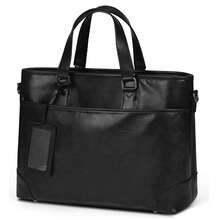 NEWHEY 15.6英寸男士商务公文包，大容量，求职面试包，防水皮革，双向通勤