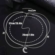 XZGB Rhinestone Head Chain Boho Layered Hair Chain Vintage Moon Headpiece Costume Hair Accessories For Women - 銀色 - 查看 4