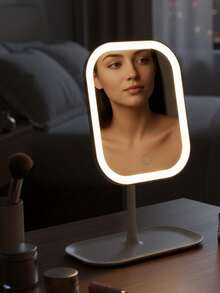 LED化妆镜，3种灯光模式，触控操作，便携式支架，可折叠收纳，旅行化妆镜，可充电电池，LED化妆镜，母亲节礼物，生日礼物，圣诞礼物（送给她），家居装饰，返校宿舍装饰，学习用品