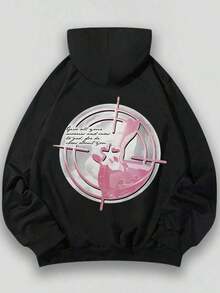 Women Winter ClothesEWH Distressed Washed Cotton Round Neck 270g Double-Sided Printing Men's Hoodie With Soft And Breathable Fabric, Presenting Neon - Black 2 - 查看 2