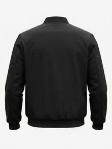 男士保暖纯色棒球领保暖内衬夹克，冬季 - 黑色 - 查看 5