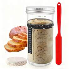 Sourdough Starter Kit, 24 Oz Large Capacity Sourdough Fermentation Jar With Aluminum Lid, Date Labeled Feeding Strip, Silicone Scraper, Cloth Lid And Thermometer Strip, Sourdough Container For Bread Making, Brewing Tools, Fermentation Tools, Reusable Sourdough Bread Baking Tools - - - View 1
