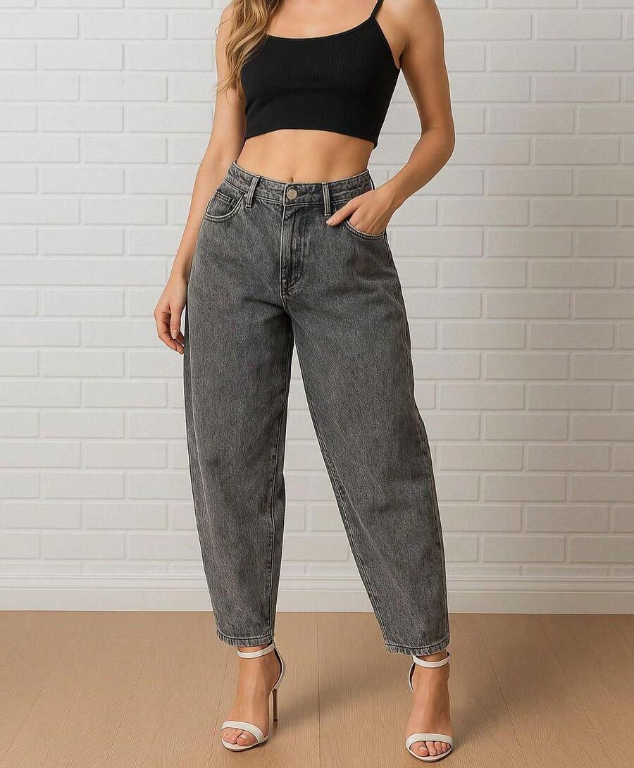 Women's Ballet Flat Graffiti Casual Jeans With Buttons - Summer Vacation - 灰色 - 查看 1