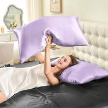 INFIIXSO Mulberry Silk Pillowcase For Hair And Skin, Silk Pillow Cases FQueen Size With Hidden Zipper 20x30 Inches, Extraordinary Smooth And Soft Cooling Pillow Cases For Hot Sleepers(Lavender, 1 Pack),FQueen(20inchX30inch),Lavender - Lavender - 查看 9