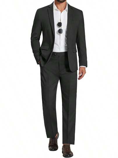 Men's 2 Piece Suits Classic Fit 2 Button And Dress Pants Wedding Business Prom, Contemporary Style