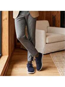 Men's KnitFlex Breeze Mesh Sneakers Oxfords Lace-Up Lightweight Casual Walking Shoes - 藏蓝色 - 查看 5