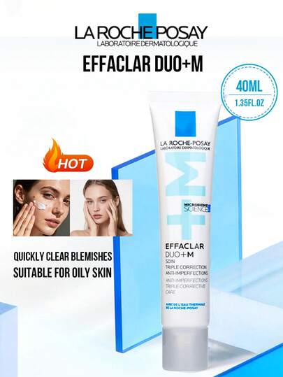La Roche Posay Effaclar Duo+M Anti-Imperfections Multi-Corrective Care, potrójna korekcja przeciw niedoskonałościom, szybko działający, kuracja na zaskórniki i pryszcze, formuła z niacynamidem i kwasem salicylowym, z wodą termalną , beztłuszczowy i niekomedogenny, odpowiedni do każdego rodzaju skóry, idealny do codziennego stosowania i zapobiegania wypryskom