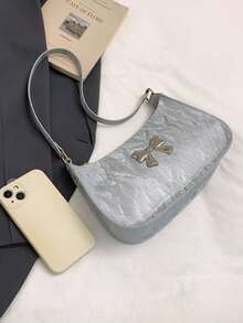 PU PVC Leather Women's Crocodile Embossed Designer Handbag Wallet Vintage Zipper Shoulder Bag - Silver - View 5