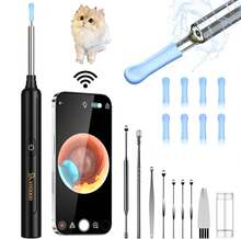 Ear Wax Remover, Ear Wax Cleaner With Camera, Ear Wax Removal Cone With Tweezers, Cleaning Kit, Ear/Nose/Throat Examination Tool With Household Light, Ear Wax Removal Tool With 8 Earplugs - Ear Canal Cleaner With 1296P Camera - màu đen - Xem 9