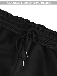 Women's Wide Leg Fleece Lined Sweatpants Winter Baggy Lounge Travel Pants Drawstring Athletic Joggers Fall Winter Spring Outfits - màu đen - Xem 7