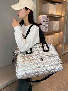 Quilted Multi-Use Shoulder Crossbody Tote Bag, Large Capacity For Travel, Vacation, Campus, Storage, Fitness, Sports And Yoga - 彩色 - 查看 8