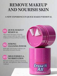 Makeup Remover Cleansing Balm, Rotating Face Cleansing Cream, Non-Greasy Jelly Texture, Dual Cleansing - Rose Red - View 1