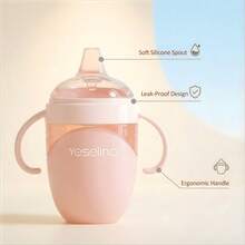 Taza con pajita de entrenamiento de silicona, suave, a prueba de fugas y fácil de agarrar, resistente al calor y esterilizable, taza con boquilla para bebés en proceso de aprendizaje (210ml) - Multicolor - Ver 4