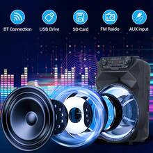 Dazone 4500W 18-Inch Portable Party Bluetooth Speaker Rechargeable Wireless Trolley Speaker With Deep Bass, 4500W Peak Power, Wireless Microphone, Remote Control, Handle, Wheels, USB/SD, FM Radio, AUX & Guitar Inputs, Party DJ Karaoke LED Light, Sound PA System Stereo - 黑色 - 查看 3