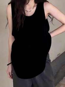 白色宽松运动背心，女士夏季款 - 黑色 - 查看 6