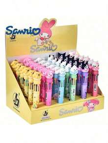 12pcs/Set Sanrio Series Acrylic Gel Pens - Yuguigou, Kulomi, Mileti, Hapag, Hello Kitty - Cute Cartoon Character Retractable Medium Point Pens, Suitable For Office & School Supplies - Multicolor - View 4