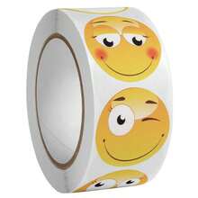 2 Roll Of 1000 Pcs Kawaii Happy Face Various Emoticons Stickers 2.5cm/1.0inch Cute Labels Scrapbooking Perfect For Learning Rewards Games - Multicolor - View 3