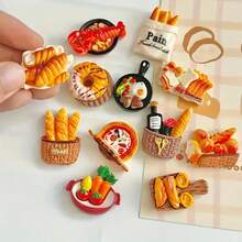 8/12/22/24/36/50pcs Delicious Food Themed Refrigerator Decor, Creative Stickers For Kitchen, Home, Office And Whiteboards, Miniature Bread, Pizza And Pastry Food Models For Refrigerator And DIY Crafts (Magnets Not Included) - Multicolor - View 9