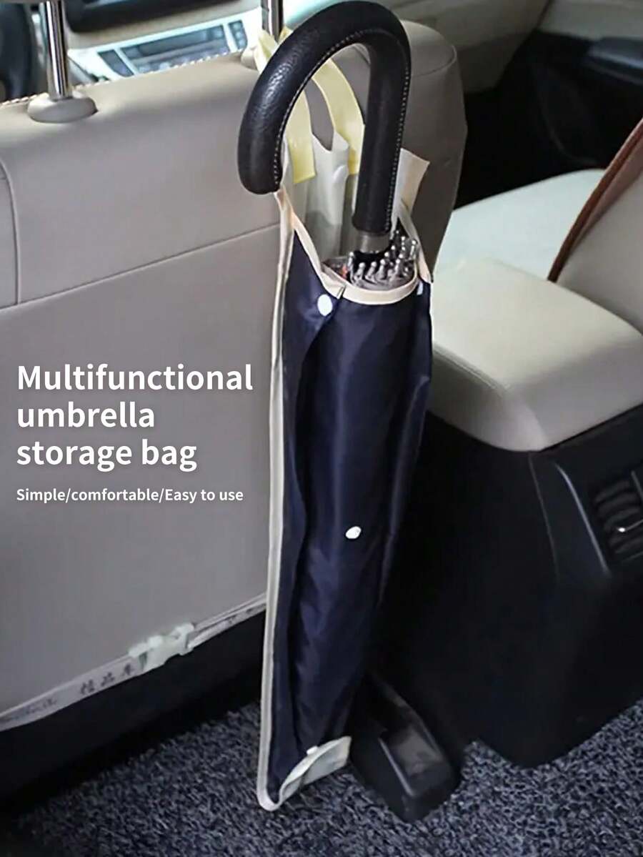 1 pieza Soporte universal para paraguas en el respaldo del asiento del coche, organizador impermeable de poliamida con bolsillo de almacenamiento ovalado para un interior de vehículo ordenado, accesorios para automóvil, acceso conveniente e instalación fácil, perfecto para días lluviosos y viajes diarios - Multicolor - Ver 1