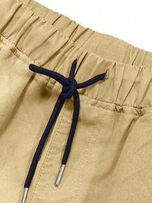 Men's Spring/Autumn Multi-Pocket Solid Color Loose Cargo Pants, Straight Leg Casual Trousers For Vacation, Commuting, Outdoor, Versatile Travel - Khaki - View 5