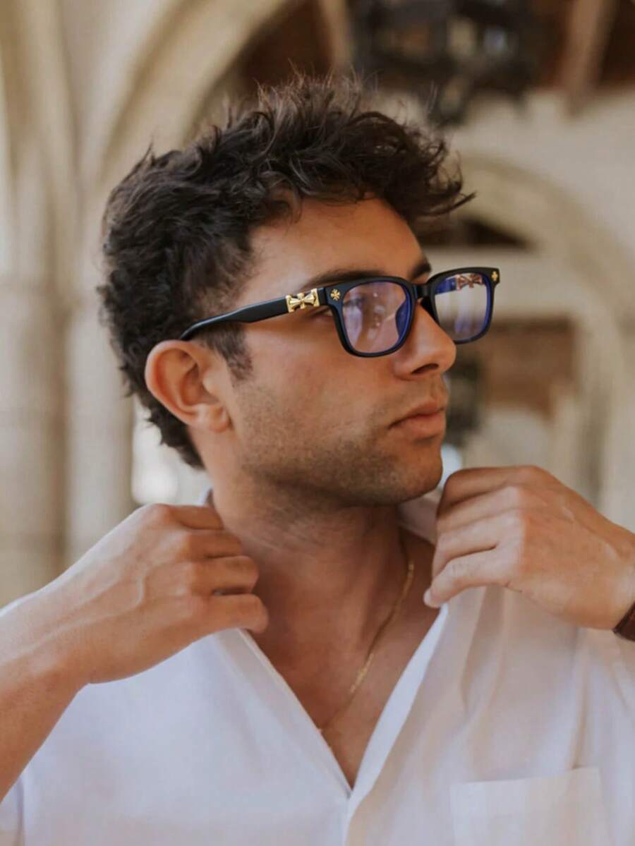 1 Pair Men's Plastic Frame Square Retro Minimalist Versatile Fashion Glasses, Suitable For College Lectures, Debates, Student Meetings, Interviews, And Conferences