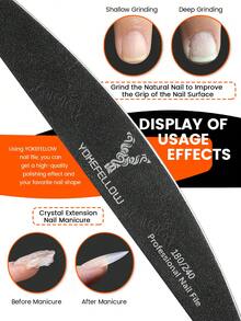 YOKEFELLOW 10pcs Professional Nail Files, Crescent Shape 180/240 Grit Black Emery Boards For Acrylic & Natural Nails - Quickly Shape And Reusable Manicure Pedicure Tools For Home & Salon Use - Black - View 4