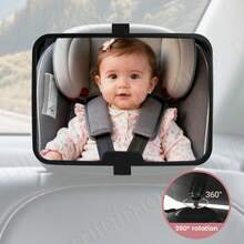 Baby Car Mirror 360° Rotatable Mirror Wide-Angle & Shatterproof Universal Fit For Rear Seat Observation - Multicolor - View 1