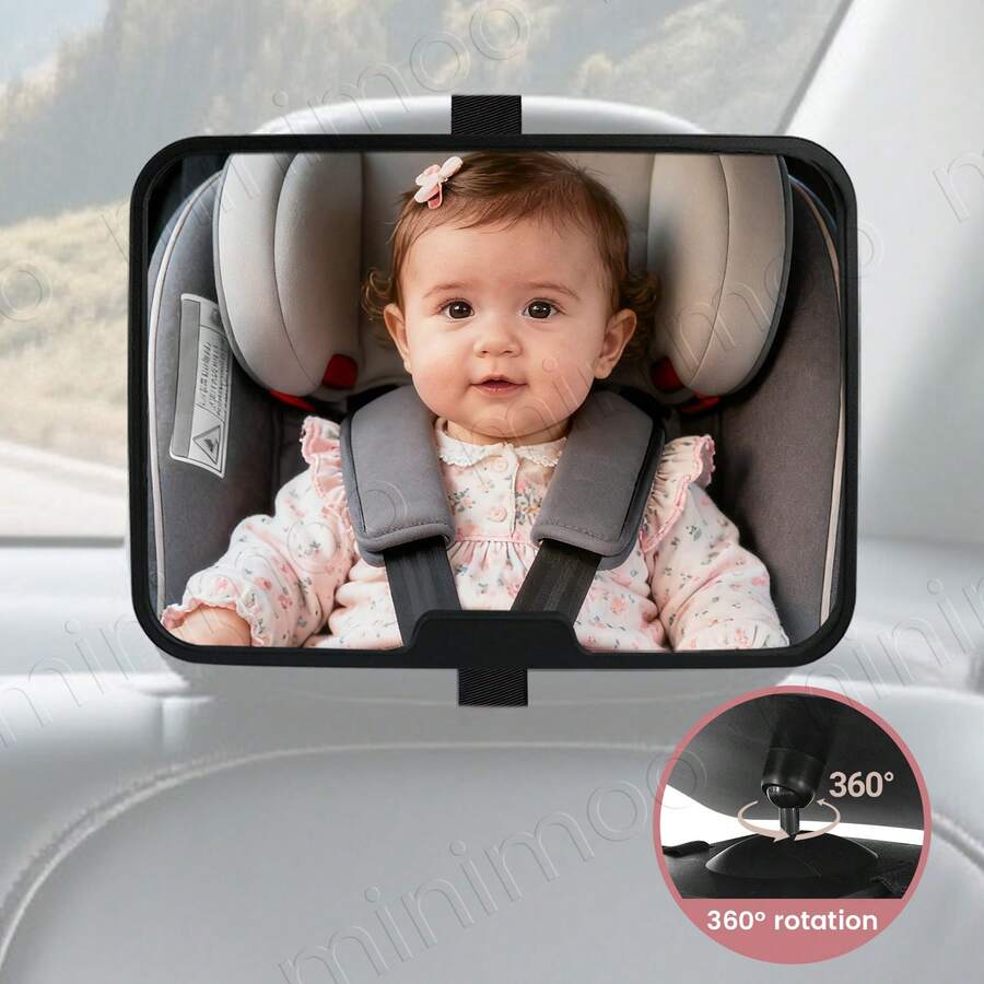 Baby Car Mirror 360° Rotatable Mirror Wide-Angle & Shatterproof Universal Fit For Rear Seat Observation - Multicolor - View 1