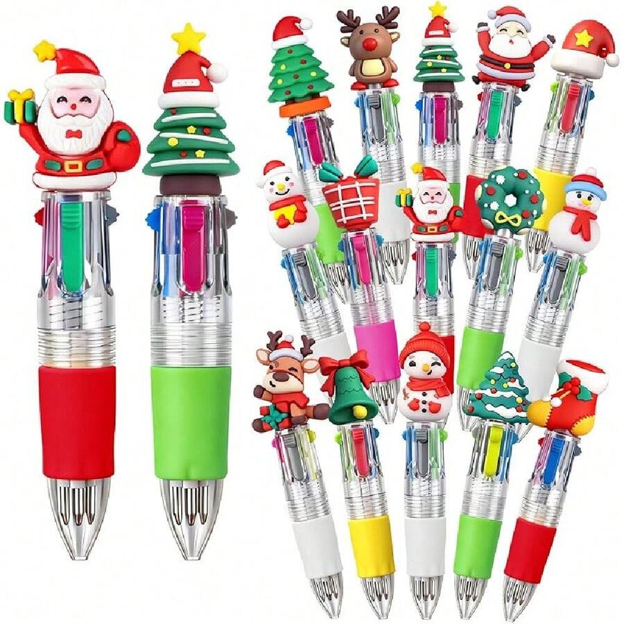 2pcs 4-In-1 Mini Christmas Multi-Color Ballpoint Pens, Cute Cartoon Pens, Bulk Retractable Ballpoint Pens, Suitable For School, Home, Office, Stationery, Or As A Fun Gift For Classmates, Christmas Gifts, Stocking Stuffers For Adults, Pens, Stocking Stuffers For Women, Pens, Stocking Stuffers, Stocking Stuffers For Adults, Cute Pens, Stocking Stuffers - ngẫu nhiên - Xem 1