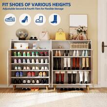 5 Tier Shoe Cabinet Shoe Storage Organizer With Doors And Adjustable Shelves - mặc định - Xem 7